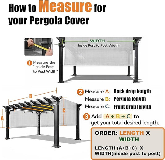 Alion Home Waterproof Pergola Cover - Universal Replacement Canopy (18' L x 8' W, Grey)