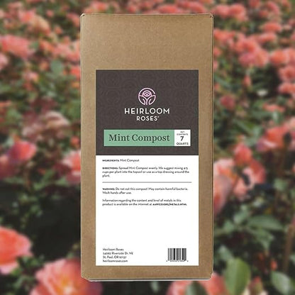Heirloom Roses Mint Compost,100% Natural,Top Soil Amendment for Rose Planting, Rich in Micronutrients and Nitrogen for Garden Vegetables and Flowers, 7 Quart Box