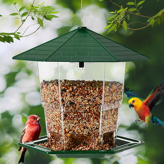 Jealoeur Bird Feeders for Outdoors Hanging Bird Feeder Wild Birds Seed, Green