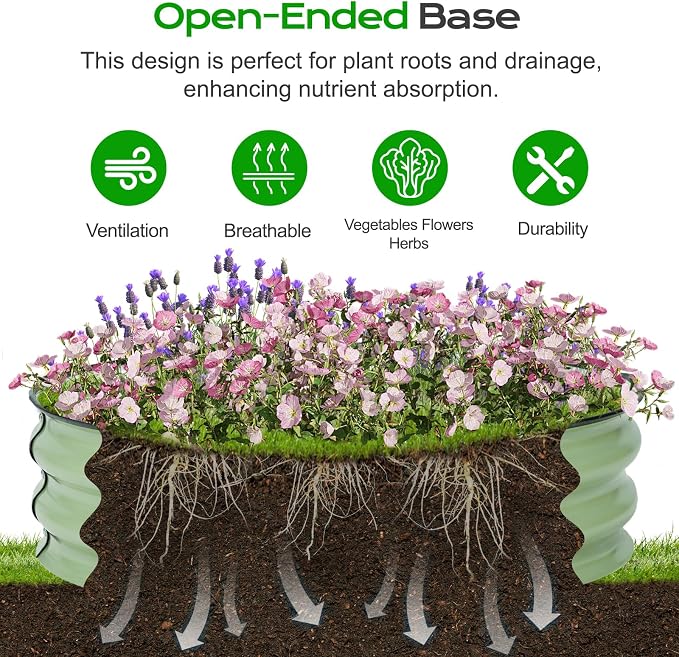 Aoodor 9" Tall 30" Metal Raised Garden Bed, Outdoor Planter Box and Raised Garden Kit for Vegetables, Flowers, Arugula and Herbs, Olive Green