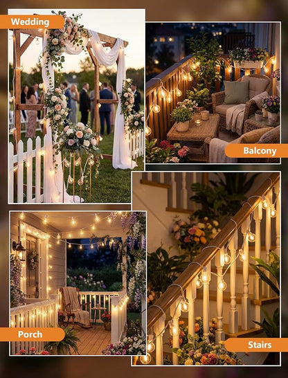 25Ft G40 LED Outdoor String Lights White, 27 Shatterproof Bulbs Waterproof | Plug In, Dimmable, Connectable, Hanging Outdoor Globe Lights for Patio Backyard Wedding Party Christmas, 2700K Warm White