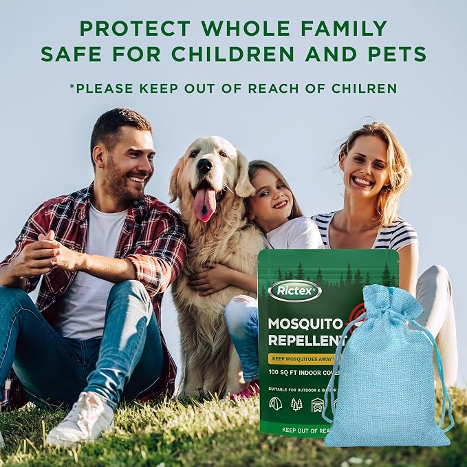 Mosquito Repellent Outdoor Patio & Yard: Natural Citronella & Peppermint Oil Pouches – Safe for Kids & Pets – Essential Oils Formula – Mosquitoes Repeller – Camping & Backyard