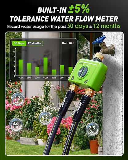 RAINPOINT WiFi Water Timer for Garden Hose, 2 Zone WiFi Sprinkler Controller, Smart Hose Timer Valve, Automatic Drip Irrigation System/Rain Delay for Garden (Brass Inlet & Outlet, Ethernet Gateway)
