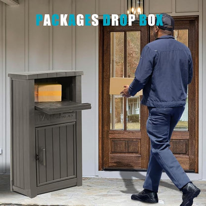LHBGO Package Delivery Box for Outside, Outdoor Storage with Lockable Secure, Anti-Theft Parcel Drop Boxes Outdoor Package Delivery and Waterproof for Porch, House, Curbside