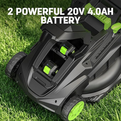 STEELITE 40V(2x20V) 17-inch Electric Lawn Mower, 12-Inch Cordless String Trimmer and 500CFM Leaf Blower Combo, Cordless Lawn Mower Set with 3x4.0Ah Batteries and Dual Chargers