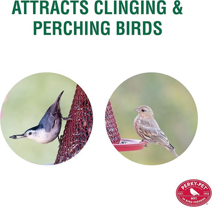 Perky-Pet Red Cardinal Wild Bird Feeder-2.5 lb Seed Capacity,Holds Up to 15 Birds Simultaneously,Metal Hanging Feeder for Outdoors,Collapsible Mesh Design,Built-In Hook&Circular Tray,C00322(Pack of 6)