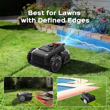 V3 Robotic Lawn Mower with AI Vision Technology, Adjustable Grass Cutting Height, APP Control, Low-Noise Performance, No-Go Zone Function, Efficient Robot Lawn Mower for Small Lawns