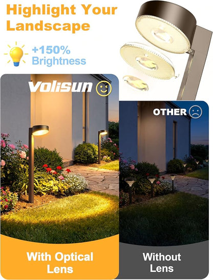 VOLISUN Solar Pathway Lights Outdoor, 12 Pack Solar Powered Garden Lights Waterproof, Decor Landscape Lighting for Yard, Lawn, Walkway, Driveway, Brown