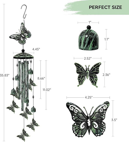 35" Butterfly Wind Chimes for Outside, Butterfly Wind Chimes Gifts for Mother's Day, Garden Decor for Outdoor Porch Patio Home Yard Decorations