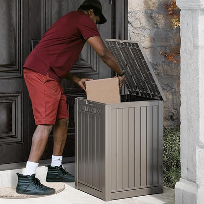 LHBGO Package Delivery Box for Outside, 48 Gallon Storage with Lockable Secure, Large Double Wall Resin Outdoor Package Delivery Waterproof Deck