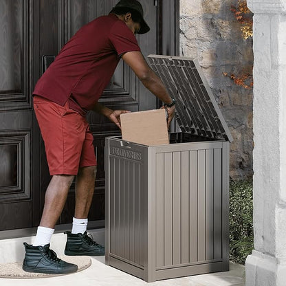 LHBGO Package Delivery Box for Outside, 48 Gallon Storage with Lockable Secure Design, Large Resin Outdoor Package Drop Cabinet