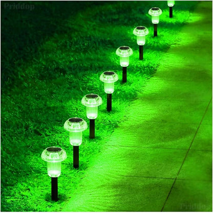 Priddop Solar Halloween Lights Outdoor Waterproof 8 Pack Green LED Mushroom | Yard Pathway Garden Decorative Patio Landscape Path Walkway Spike Pattern Acrylic Cap ABS Stake Outside Halloween Decor