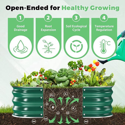 Galvanized Raised Garden Bed, 4x4x1ft Garden Planter Bed Outdoor, Heavy Duty Rustproof Steel Raised Bed Kit for Gardening Vegetables Fruits Flowers Grow Green
