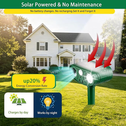2026 New Intelligent Solar-Powered Ultrasonic Animal Deterrent – Motion Sensor + Strobe Flashing Lights – Waterproof Outdoor Repeller for Deer, Cats, Rabbits, Squirrels, Dogs, Raccoons & Skunks (4)