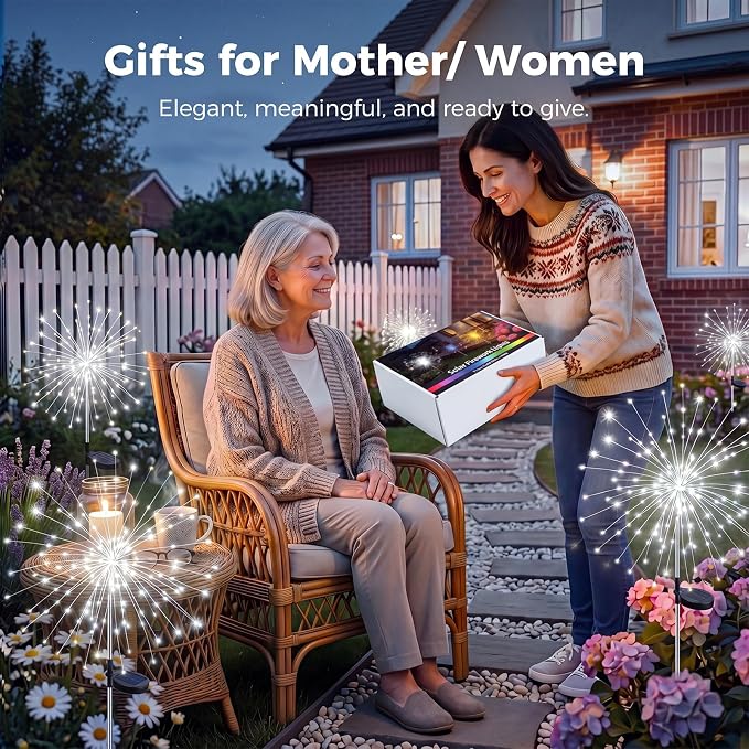 btfarm 4 Pack 120 LED Solar Garden Lights Outdoor, 8 Modes Firework Lights Solar Powered, Waterproof Twinkle Fairy Light Outside for Yard Patio Pathway Pool Christmas Party Decorative, Cool White