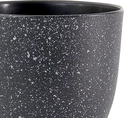 UOUZ 12/10/9 Large Modern Plant Pots, Plastic Planters with Drainage Holes and Saucers for Indoor Outdoor Plants Flowers, Black Speckles
