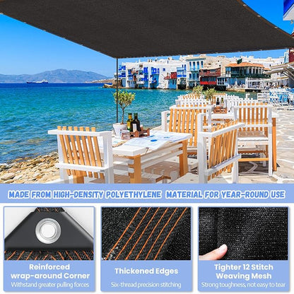 Riare 90% Black Shade Cloth- 6.5 x 13 FT Sunblock Garden Shade Cloth, Sun Shade Mesh Tarp with Reinforced Grommets for Greenhouse, Garden, Patio, Backyard, Plants, Pergola, Chicken Coop