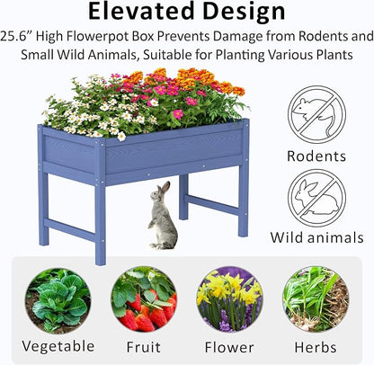 Raised Garden Bed Outdoor with Legs,HDPE Elevated Planter Box Rot-Resistant and Non-Cracking,Raised Beds for Gardening for Backyard, Patio, Balcony, 300lb Capacity Navy