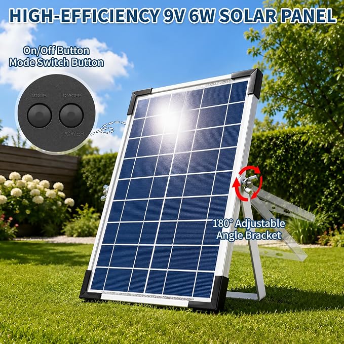 Yeomi 6W Solar Fountain Pump, Independent Solar Panel Water Fountain with 2 Spray Modes & 3 Nozzles, Built-in Filter for Garden, Patio, Pond Decoration