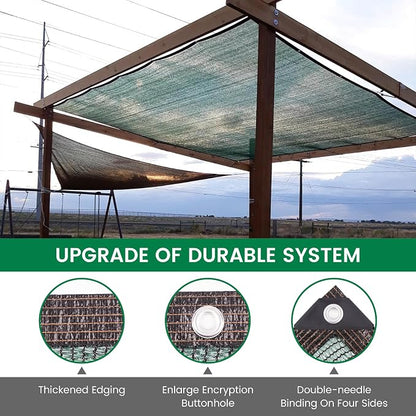 Shade Cloth, 10FT X 10FT 50% Green Outdoor Woven Sun Shade with Grommets, Durable Breathable Netting Shading Antifreezing for Patio, Garden, DIY Home, Plants Cover, Greenhouse, Dog Kennel