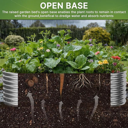 2 Pack Tall 6x3ft Galvanized Raised Garden Bed Outdoor, Metal Garden Bed for Vegetables, Above Ground Garden Box for Flower, Steel Raised Beds for Gardening