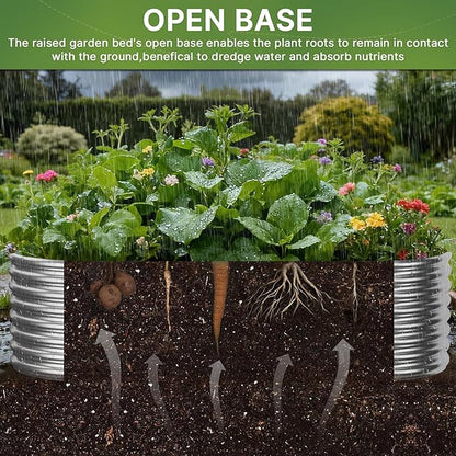 2 PCS Tall Galvanized Raised Garden Bed Outdoor, Metal Garden Bed for Vegetables, Above Ground Garden Box for Flower, Steel Raised Beds for Gardening - 3x2ft