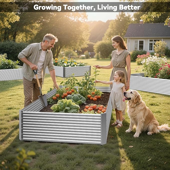 2 Pack Tall 6x3FT Raised Beds for Gardening, Corrugated Galvanized Steel Raised Garden Bed, Outdoor Metal Above Ground Garden Bed for Vegetables and Flowers(Rectangular)-6x3x1.5FT