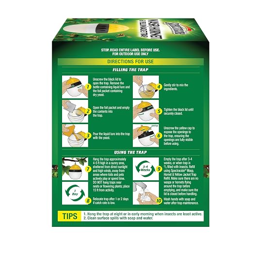 Spectracide Wasp, Hornet & Yellowjacket Trap, Hanging Wasp & Hornet Trap with a Quick-Drown Formula That Submerges & Kills Insects, 1 Count