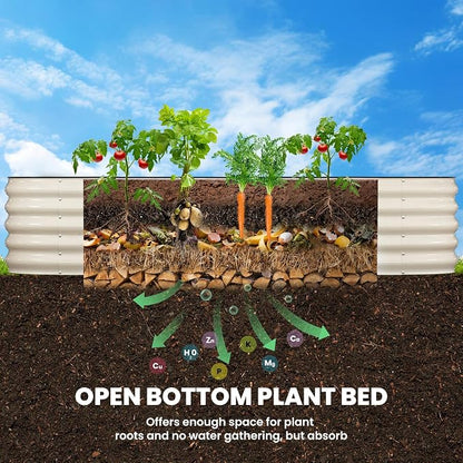Pattiumo Galvanized Raised Garden Bed 8×2×1.5 FT, Round Metal Raised Garden Bed Outdoor Planter Box with Open Bottom, Rust-Resistant Steel Garden Bed for Vegetables Herbs Flowers, Easy Assembly