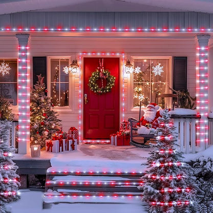 JMEXSUSS 200 LED Solar Rope Lights, 72ft IP 65 Outdoor Waterproof Christmas Lights with 8 Modes, Red and White for Fence Yard Walkway (Pack of 2)