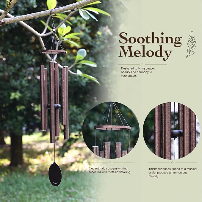 Vanquer Wind Chimes for Outside Deep Tone - 38'' Wind Chimes Outdoor Clearance, Deep Tone, Windchimes Outdoors, Memorial,Wind Spinner, Sympathy Gift, Patio, Home Décor (Bronze)
