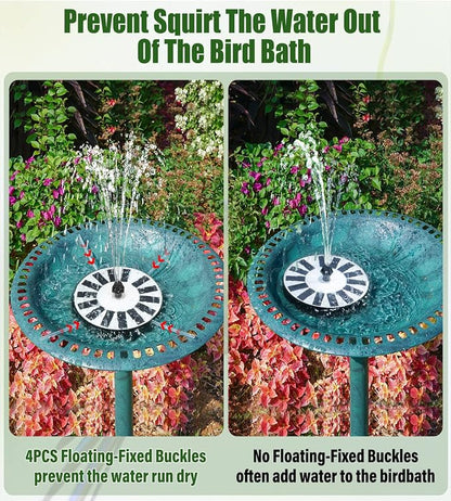 Yzert Solar Fountain Bird Bath Fountains Pump Upgraded 100% Glass Panel, Solar Powered Water Fountain with 8 Nozzles & 4 Fixers for Garden, Pond, Pool, Patio, Outdoor - No Battery Needed (White)