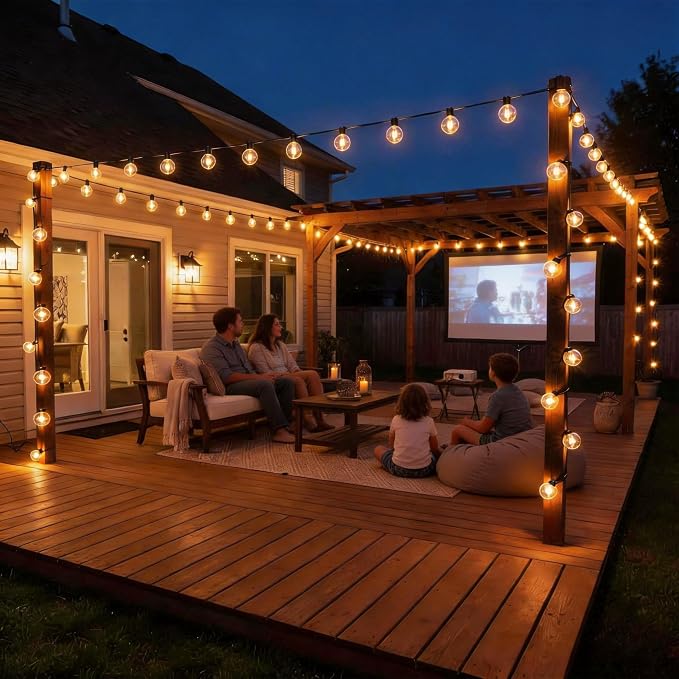 RTTY Outdoor String Lights 120 FT, LED Patio Globe Lights with 62pcs G40 Bulbs,Shatterproof Waterproof Connectable Hanging for Porch Cafe Bistro Backyard Gazebo Balcony Deck Party