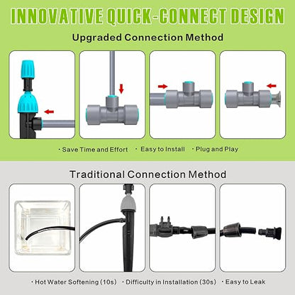 Drip Irrigation System 98ft, Fast Connect Automatic Irrigation Kit with 12mm, 6mm Blank Distribution Tubing and Accessories, DIY Garden Watering Equipment for Garden, Greenhouse, Flower Bed, Patio