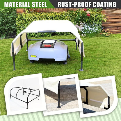 Robot Mower Garage, Rainproof UV-Proof Shelter for All Mowers | Thickened 600D Oxford fabric | Rust-proof steel frame | 35.5×29×17in | Fits Lymow, Segway, Mammotion, Husqvarna, WORX & more