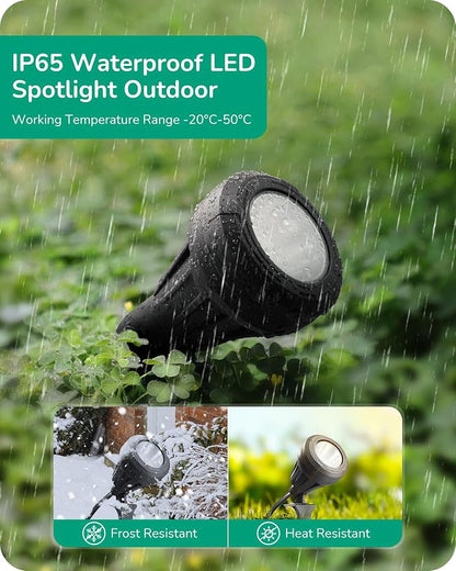EDISHINE 120V LED Outdoor Spotlight, 5 Extra Lenses (RGB Purple Blue), 5.5W 5000K Plug in Spotlight Outdoor, Waterproof Landscape Light for Yard, Holiday Tree Flag Light, UL Listed