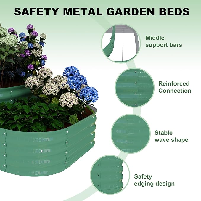 IDEALHOUSE 3-Tier Galvanized Raised Garden Bed 60.6x42.1x30.7 Inch, Exclusive Layered Planting Design for Shallow & Deep Root Plants, Eliminates Root Competition, Maximize Vertical Space, Green