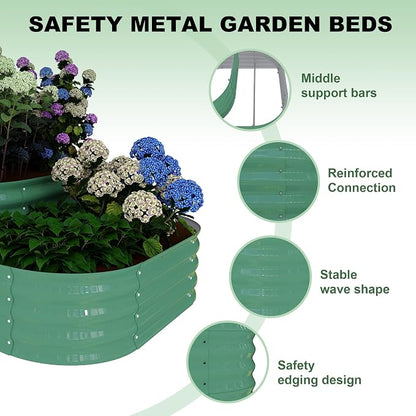 IDEALHOUSE 3-Tier Galvanized Raised Garden Bed 60.6x42.1x30.7 Inch, Exclusive Layered Planting Design for Shallow & Deep Root Plants, Eliminates Root Competition, Maximize Vertical Space, Green