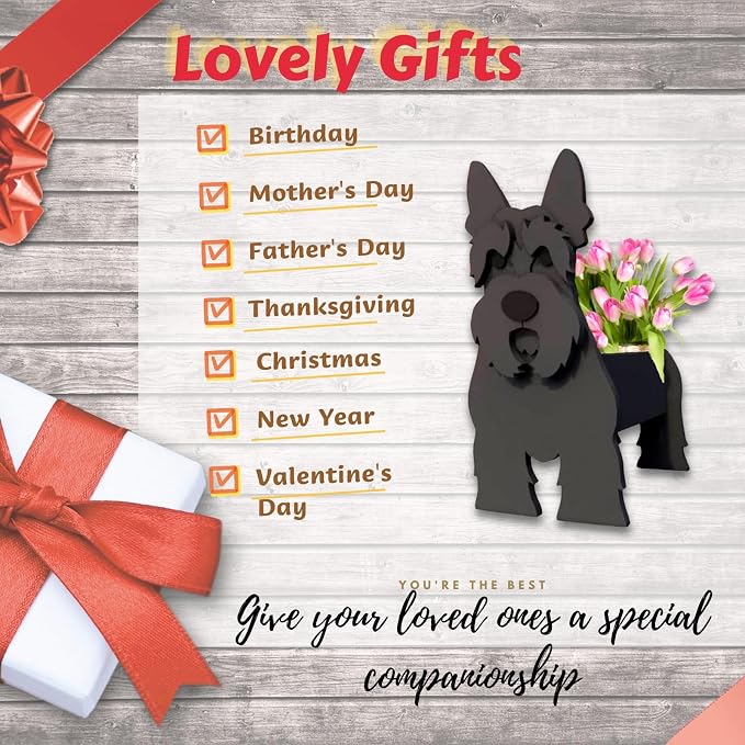 Scottish Terrier Dog Planter Pots, 9.45 x 6.61 x 13.39 Inches | Dog Flower Pot, Cute Animal Shaped Plant Pot, Gifts for Women & Pet Lovers, Indoor Outdoor Garden Home Office Decor