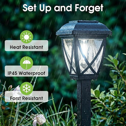 Greluna Solar Pathway Lights Outdoor 10 Pack, 6000K Auto On/Off Waterproof Solar Powered Garden Lights, Energy Saving Landscape Outside Lights for Yard, Walkway, Patio & Driveway Decor