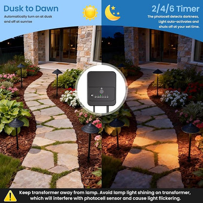 ZZXX All-in-One Low Voltage Landscape Lighting Kit 4-Pathway Lights with 40W Transformer, 5W Dusk to Dawn Outdoor Lighting, IP66 Waterproof LED Landscape Lights, Outdoor Lights 2700K for Yard Patio