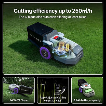 ANTHBOT N8 Robotic Lawn Mower with Sweeper, RTK+NRTK 1/2 Acre, 4-in-1 Mowing and Grass Collection System, Automatic Targeted Dumping 23L Large-Capacity Leaf Collection Bin, 45% Slope, App Control