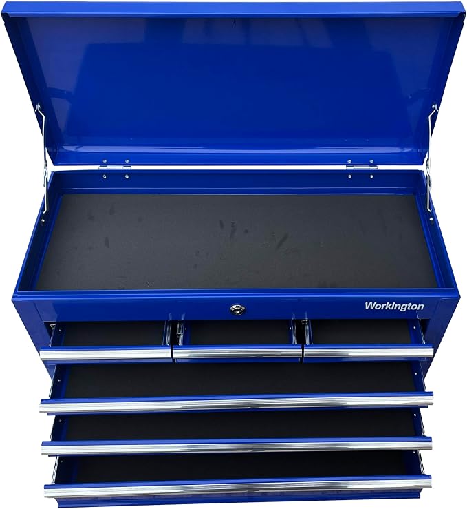 Workington Portable Metal Tool Chest with 6 Drawers, 24" 6-Drawer Tool Chest Cabinet with Ball Bearing Drawer Slides, Steel Tool Storage Box Organizer 4005 Blue