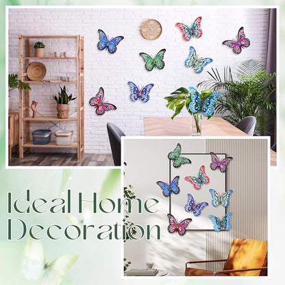 Jetec 8 Pcs Metal Butterfly Wall Decor 6.5 Inch Outdoor Butterflies Wall Art Sculpture 3D Butterfly Hanging Decoration for Spring Outside Fence Garden Yard Home Patio Balcony(Novel Style)