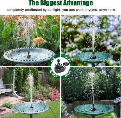 SZMP Bird Bath Fountains, Upgraded 24-Hours Working Bird Bath Fountain Pump with Light & 7 Nozzle, 16.4Ft Power Cord & Adapter, Adjustable Water Pump for Garden, Fish Tank, Outdoor (Colorful)