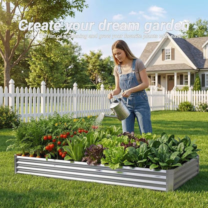 2Packs 6X2X1 FT Galvanized Raised Garden Beds Outdoor, Planter Raised Beds for Gardening, Vegetables, Flowers, Large Metal Garden Box, Deep Plant Flower pots Outdoor