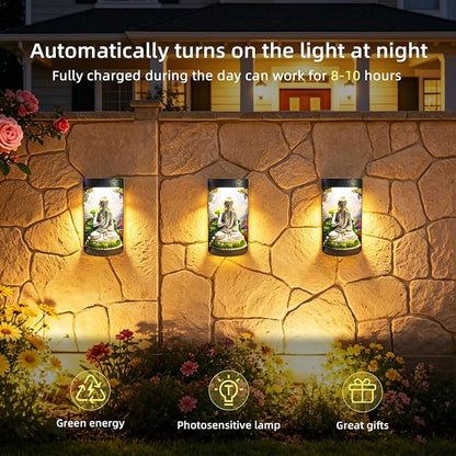 Buddha Statue Solar Landscape Light,Color-Changing LED Light,Waterproof,Outdoor Garden Decoration,Automatic Light-Sensing Design,Zen-Themed