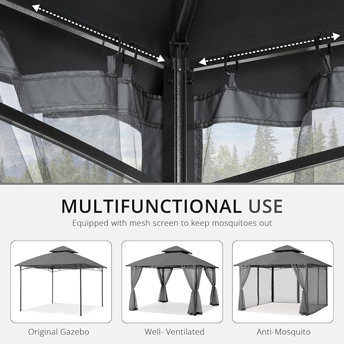 MASTERCANOPY Patio Gazebo Mosquito Netting Screen Walls (10x12, Grey)