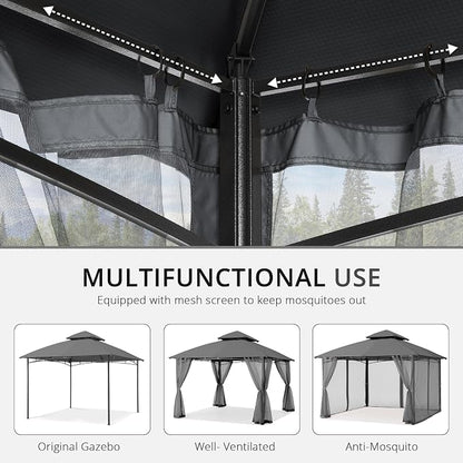 MASTERCANOPY Patio Gazebo Mosquito Netting Screen Walls (10x12, Grey)