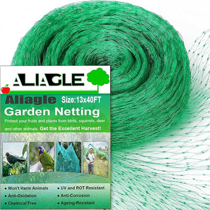 Garden Netting, 13 x 40 FT Bird Netting for Garden Plant Protection, Reusable Fine Mesh for Fruit Trees, Vegetable Plants, Blueberry Bushes, Raised Beds, Chicken Coop (13x40ft)
